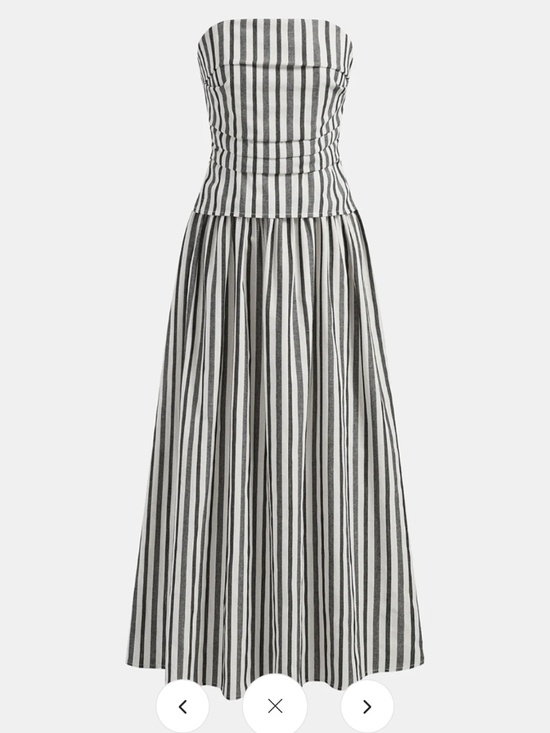 Commense Dresses & Skirts - NWT Striped Strapless Cotton Linen Ruched Dress